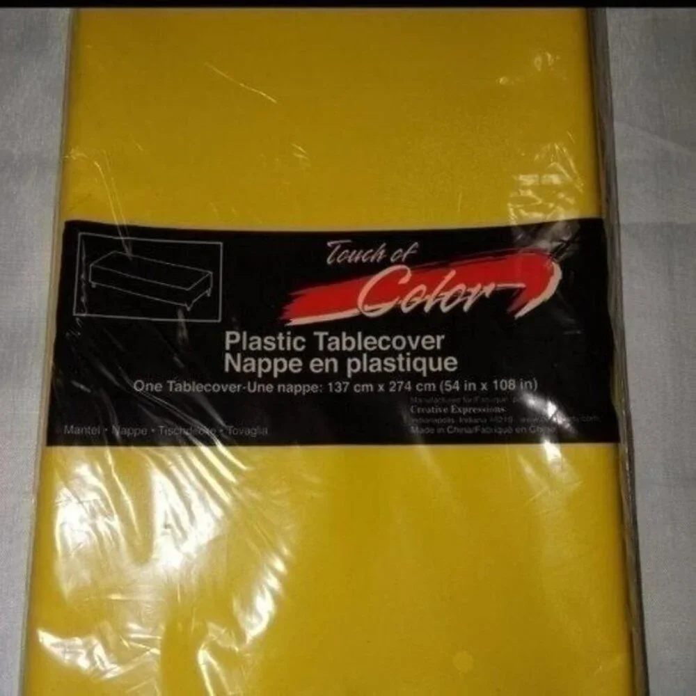 YELLOW PLASTIC TABLECOVERS-SET OF 3-NEW